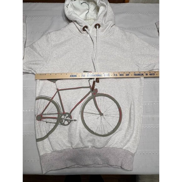 Denmark Bicycle Graphic Light Gray Hoodie Sweatshirt  Drawstring Thick Women's M - Picture 5 of 10